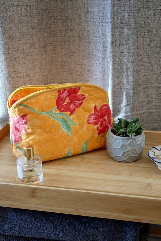 Orange & red - Floral - Handmade - Makeup-bag - Omel Studio - Toiletry bag